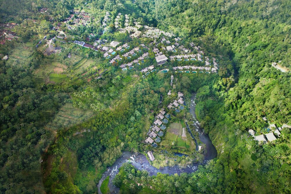 Royal Pita Maha Resort Ubud Hotel Original Asia Rondreis Bali Vakantie Indonesie aerial