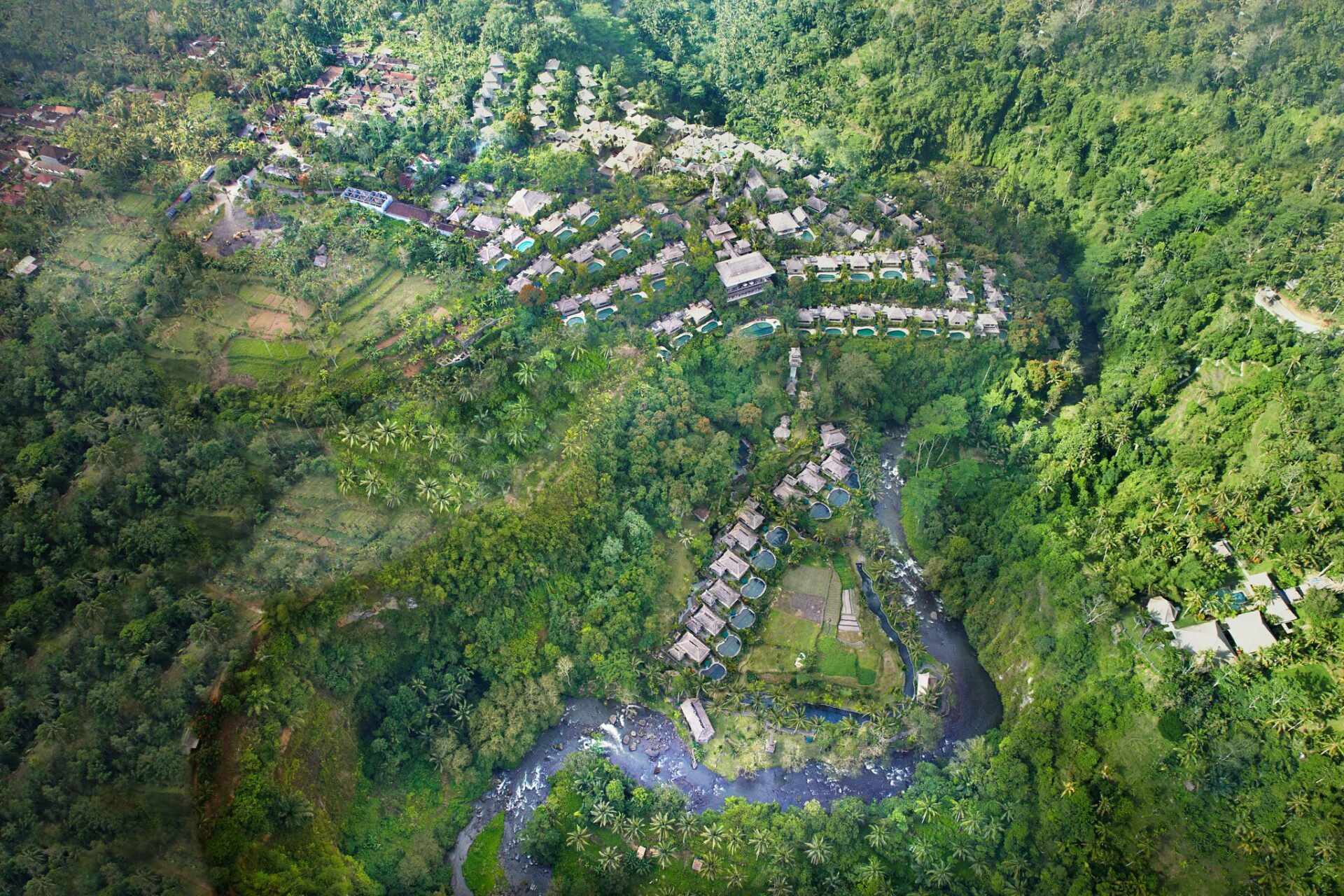Royal Pita Maha Resort Ubud Hotel Original Asia Rondreis Bali Vakantie Indonesie aerial